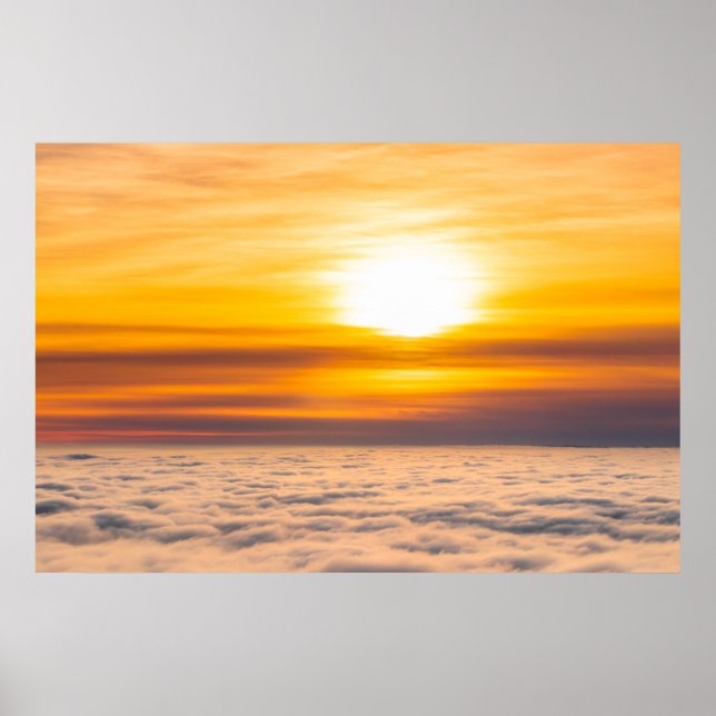 Stunning sunset above the clouds poster (Front)