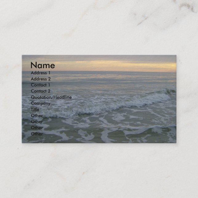 Stunning Sunset Along the Shore Business Card (Front)
