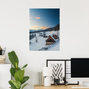 Stunning sunset at Zajamniki, Slovenia Poster