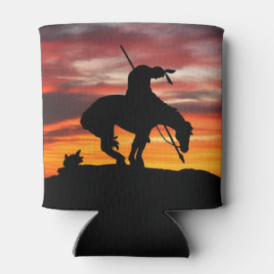 Stunning Sunset with End of the Trail Silhouette Can Cooler