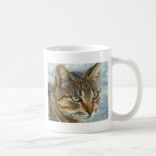 Stunning Tabby Cat Close Up Graphite Pencil Portra Coffee Mug