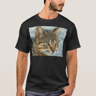 Stunning Tabby Cat Close Up Graphite Pencil Portra T-Shirt