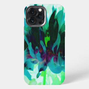 Stunning Teal and Black Cactus Dahlia iPhone 13 Pro Max Case