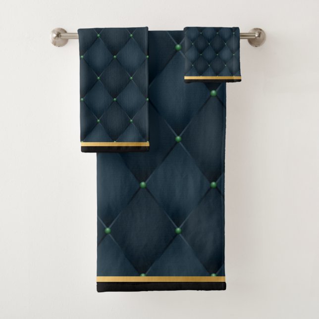 STUNNING TEAL BLUE Black BATHROOM TOWEL SET (Insitu)