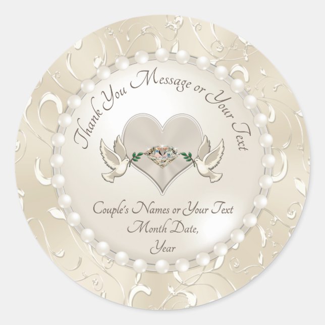 Stunning Thank You Personalised Wedding Stickers (Front)