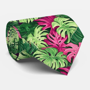 Stunning Tie with Tropical Monstera Leaves