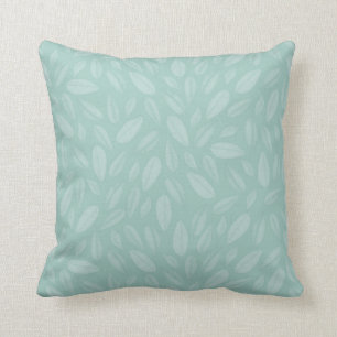 Stunning Tone on Tone Aqua Leaf Pattern Throw Pillow