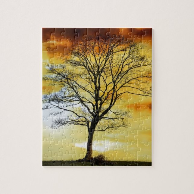 Stunning Tree, sunset nature scenery photo prints Jigsaw Puzzle (Vertical)