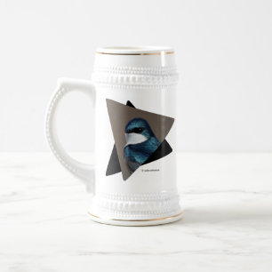 Stunning Tree Swallow Glances at Photographer Beer Stein
