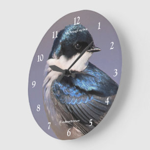 Stunning Tree Swallow Songbird in Springtime Sun Large Clock