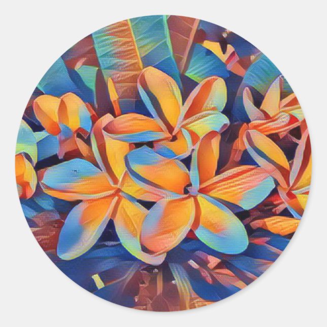 Stunning tropical frangipanis classic round sticker (Front)