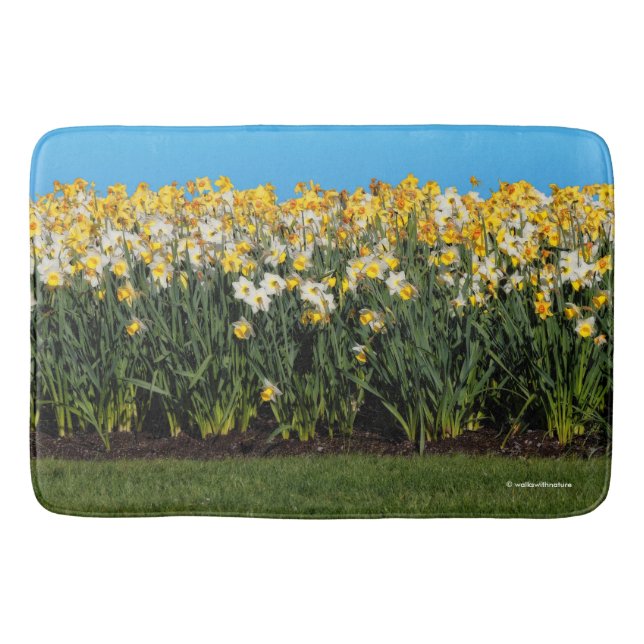 Stunning Two-Tone Daffodils Floral Photography Bath Mat (Front)