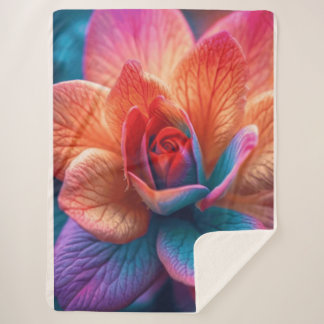 Stunning Vibrant Multi-Colored Flower Design  Sherpa Blanket