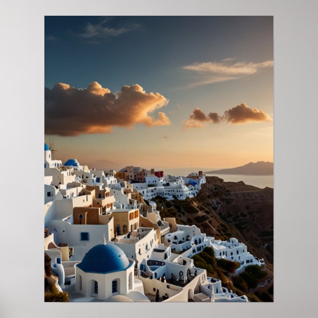Stunning view of Santorini Poster (Front)