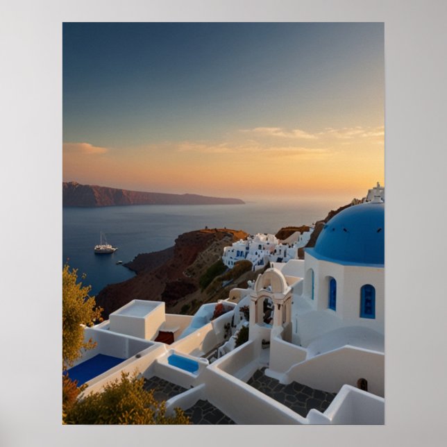 Stunning view of Santorini Poster (Front)