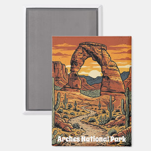 Stunning Vintage Arches National Park Utah Magnet