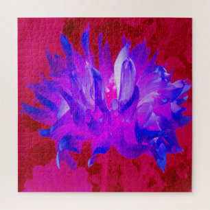 Stunning Violet Blue and Hot Pink Cactus Dahlia Jigsaw Puzzle