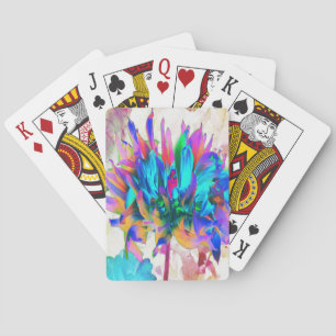 Stunning Watercolor Rainbow Cactus Dahlia Playing Cards