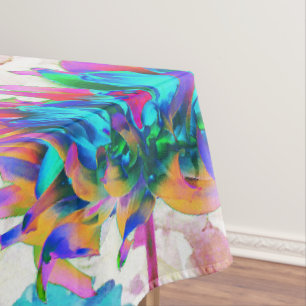 Stunning Watercolor Rainbow Cactus Dahlia Tablecloth