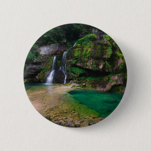 Stunning waterfall Virje, Slovenia Poster 2 Inch Round Button