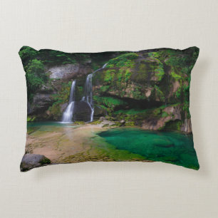 Stunning waterfall Virje, Slovenia Poster Accent Pillow