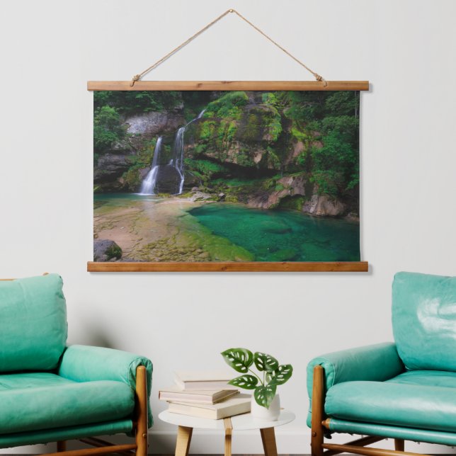 Stunning waterfall Virje, Slovenia Poster Hanging Tapestry (Living Room)