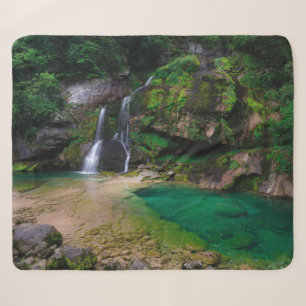 Stunning waterfall Virje, Slovenia Poster Sherpa Blanket