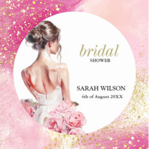 Stunning Wedding Gown Bridal Shower on a Budget Classic Round Sticker