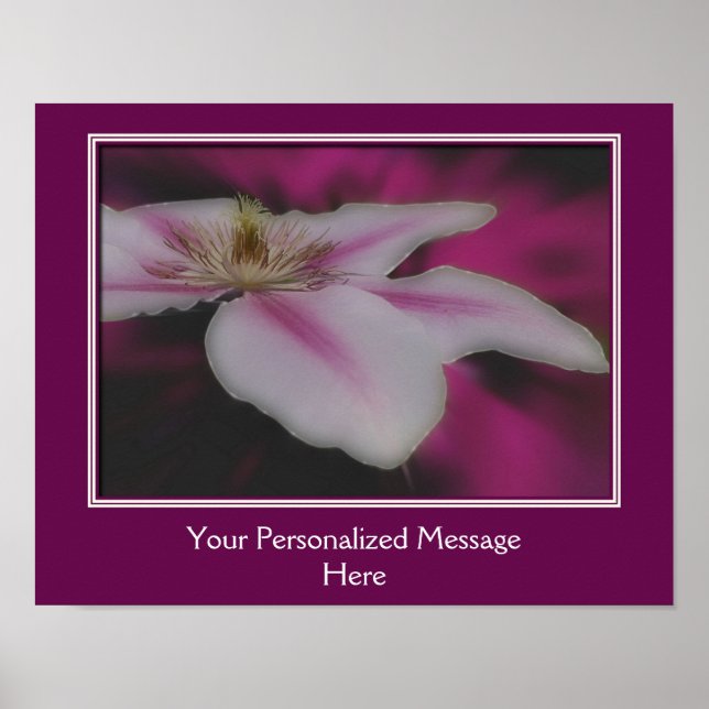 Stunning White Clematis Flower Personalized Poster (Front)