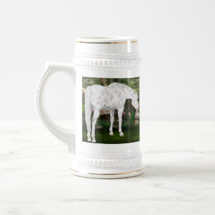 Stunning White Horse Fantasy Scene Beer Stein