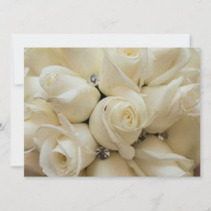 Stunning White Rose Wedding Bouquet Invitation