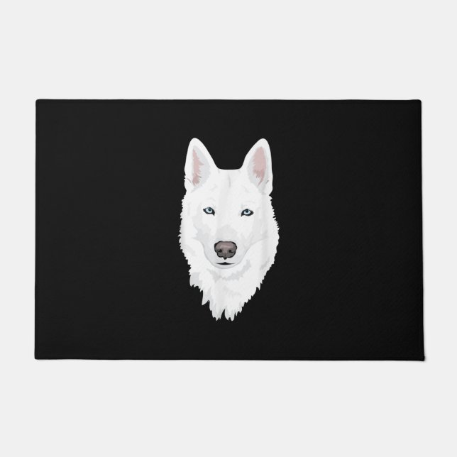 Stunning White Siberian Husky - Sweet White Snow Doormat (Front)