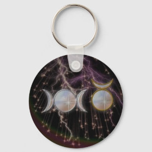 Stunning Wiccan Triple Goddess Cosmic Keychain