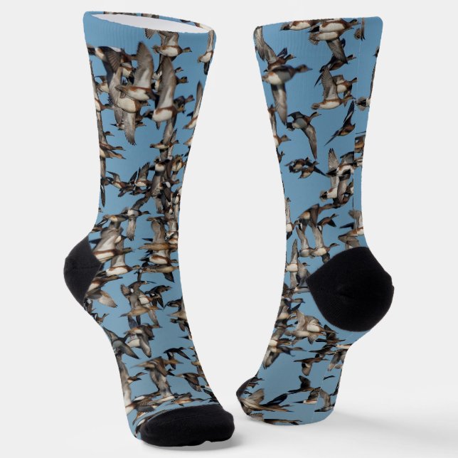 Stunning Winter Ducks in Flight Socks (Angled)