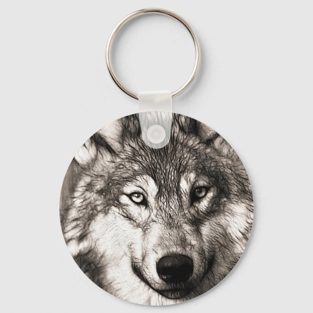 Stunning wolf face photo print accessories therian keychain (Front)