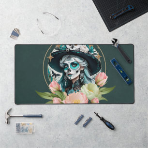 Stunning woman with a stunning sugar skull makeup desk mat