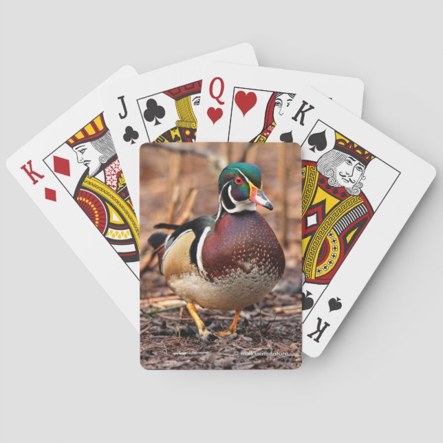 Stunning Wood Duck in the Woods Playing Cards (Back)