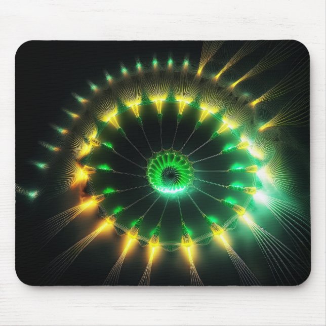 Stunning Yellow And Green Pinwheel Fractal Mouse Pad (Front)