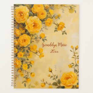 Stunning Yellow Roses Oil Painting Style Planner
