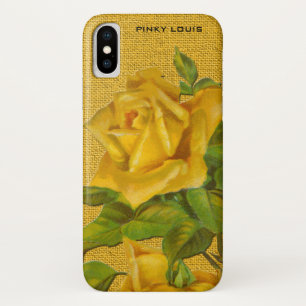 Stunning Yellow Roses on Yellow Burlap Background Case-Mate iPhone Case