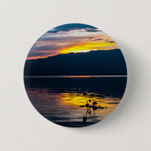 Stunning yellow sky, blue landscape, photo skies 2 inch round button