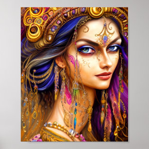 Stunningly Realistic Gypsy Lady Triptych Poster