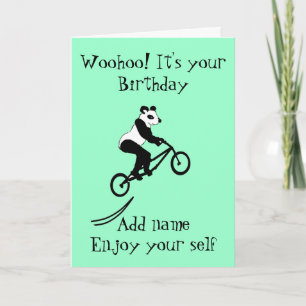 Stunt Biker Panda Birthday Card. Card