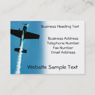 Stunt plane flying with smoke trail business card