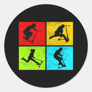 Stunt Scooter Freestyle Scootering Rider  Classic Round Sticker