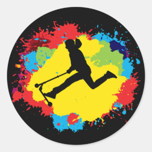 Stunt Scooter Freestyle Scootering Rider  Classic Round Sticker