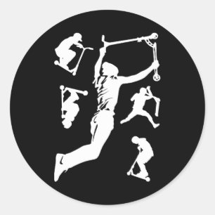 Stunt Scooter Scootering Tricks Classic Round Sticker