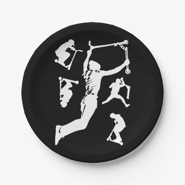 Stunt Scooter Scootering Tricks Paper Plate (Front)