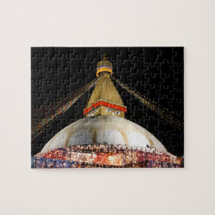 Stupa Boudhanath, Kathmandu at night - Nepal Jigsaw Puzzle