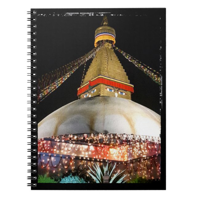 Stupa Boudhanath, Kathmandu at night - Nepal Notebook (Front)